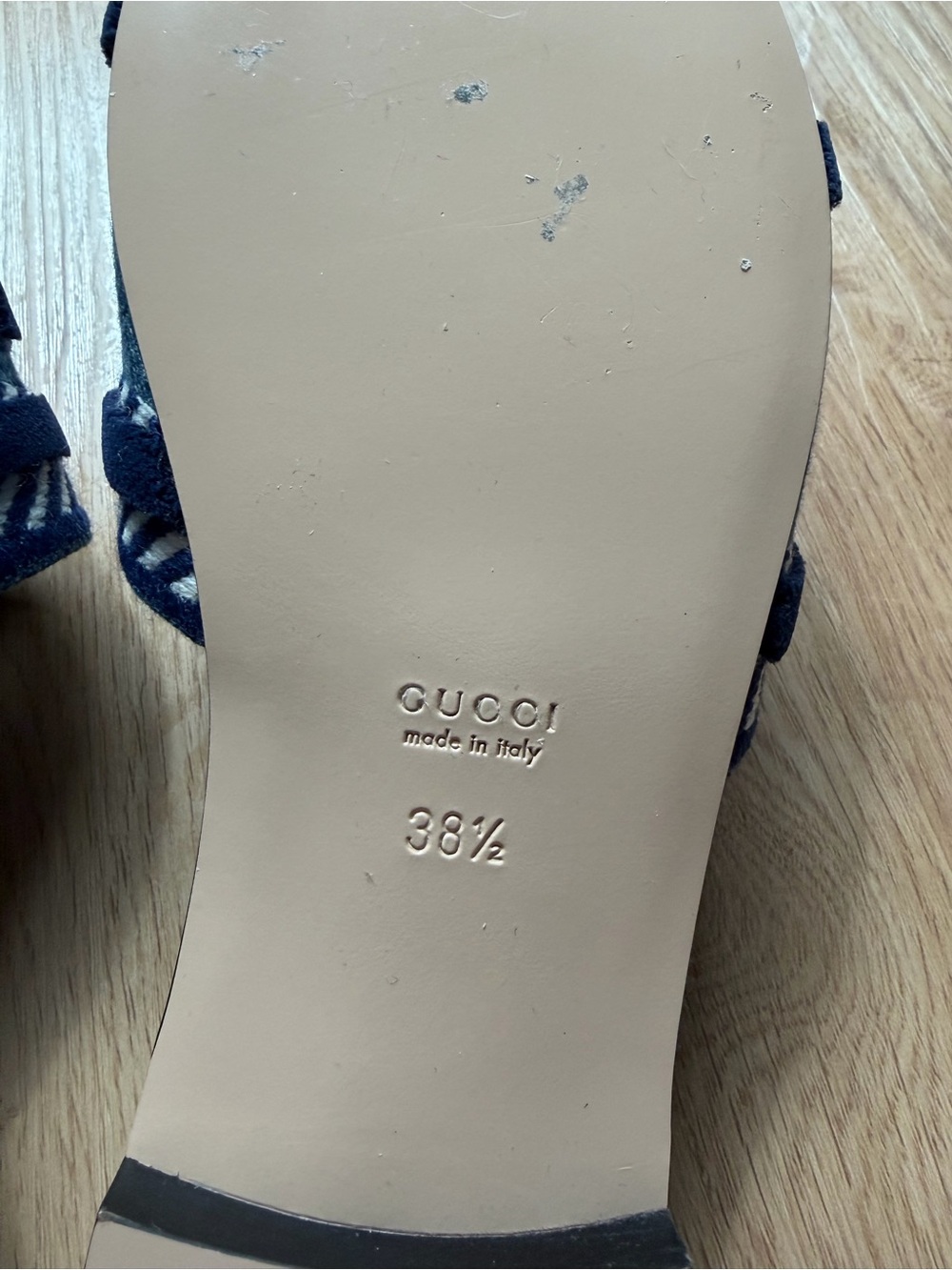 Gucci Blue Denim Logo Slide Sandals - Picture 5 of 9